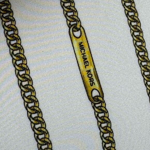 Michael Michael Kors classic gold chain logo long sleeve button up blouse size M - Picture 11 of 13